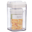 Cutii de Depozitare Alimente, Vivimall, Set din 2 Cutii de tip Container, Recipiente pentru Cereale in Bucatarie, 0.8 L-10x15.5 cm, 2 L-12.5x12.5x21.5 cm, Transparente cu Capac Alb - vivimall.ro