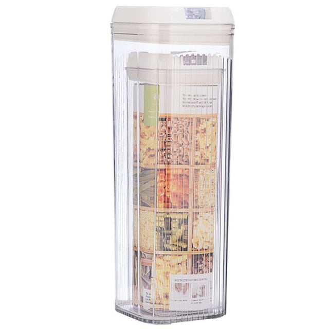Cutii De Depozitare Alimente, Set Din 2 Cutii De Tip Container, Recipiente Pentru Cereale In Bucatarie, 1.2 L-10X30.5 Cm, 2.5 L-12.5X12.5X36.5 Cm, Transparente Cu Capac Alb - vivimall.ro