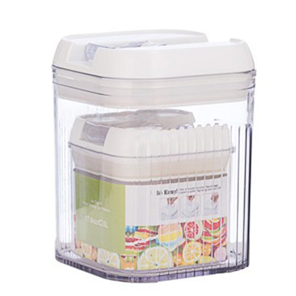 Cutii De Depozitare Alimente, Set Din 2 Cutii De Tip Container, Recipiente Pentru Cereale In Bucatarie, 0.5 L-10X10.5 Cm, 1.3 L-12.5X12.5X16.5 Cm, Transparente Cu Capac Alb - vivimall.ro