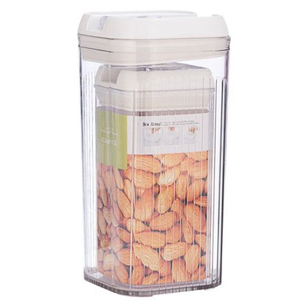Cutii De Depozitare Alimente, Set Din 2 Cutii Pentru Bucatarie, Cutii Pentru Condimente, Din Pet Abs Silicon, 12.5 X 12.5 X 26 Cm, 839 G, 2.5L Transparent Alb - vivimall.ro