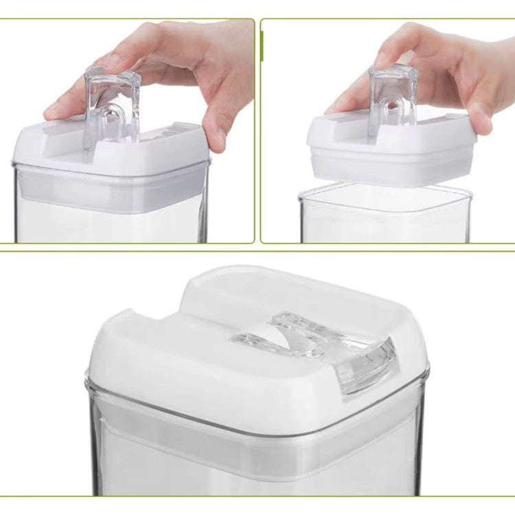 Cutii de Depozitare Alimente, Vivimall, set din 5 Cutii pentru Condimente, Volumetrie 0.5l, 0.8l, 1.2l, 1.9l, Transparente cu Capac Alb - vivimall.ro
