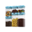 Set 6 Cutii De Depozitare Alimente, 2 X 500Ml, 2 X 800Ml, 2 X 1200Ml, Capac Albastru, Din Pp+Pet, Inchidere Ermetica, Transparent - vivimall.ro