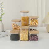 Cutii De Depozitare Alimente, Set Din 7 Cutii De Tip Container, Cutii Pentru Cereale, Din Plastic, Capac Din Bambuc, 2Pc 0.5 L, 2Pc 0.8 L, 2Pc 1.2 L, 1Pc 2.5 L, Transparente - vivimall.ro