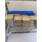 Cutii de Depozitare Alimente, Vivimall, Set din 7 Cutii de tip Container, Cutii pentru Cereale, din Plastic, Capac din Bambuc, 2pc 0.5 l, 2pc 0.8 l, 2pc 1.2 l, 1pc 2.5 l, Transparente - vivimall.ro