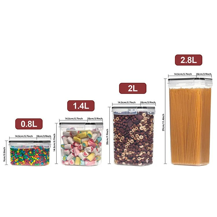 Cutii De Depozitare Alimente, Set Din 7 Cutii Pentru Condimente, Cereale, Cutii Pentru Bucatarie, Din Plastic Pp, Cutii Alimentare, Diferite Dimensiuni, Transparente - vivimall.ro