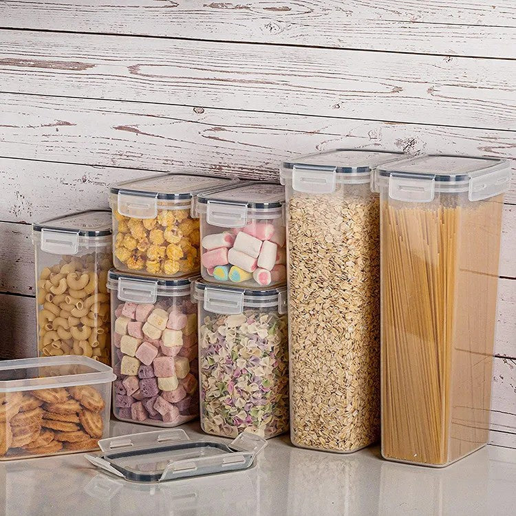 Cutii De Depozitare Alimente, Set Din 8 Cutii Pentru Condimente, Cereale, Cutii Pentru Bucatarie, Din Plastic Pp, Cutii Alimentare, Diferite Dimensiuni, Transparente - vivimall.ro
