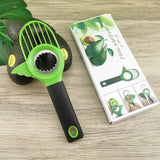 Cutit 3In1 Pentru Avocado, Cutit, Scoatere Miez Si Feliator Pulpa, Din Pp Si Otel Inoxidabil, Negru/Verde - vivimall.ro
