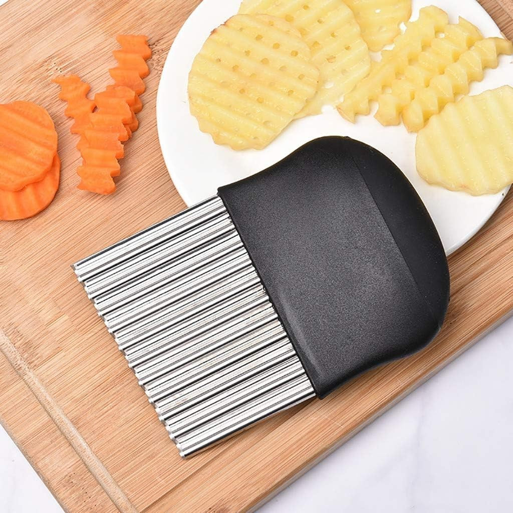 Cutit Pentru Cartofi Ondulati, Pentru Legume, Forma Ondulata, Usor De Utilizat, Taiere, Negru - vivimall.ro