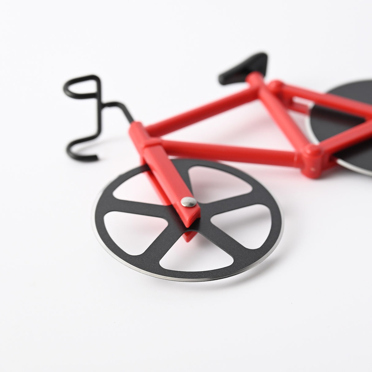 Cutit Pizza Creativ In Forma De Bicicleta, Cu Suport Pentru Cutit, 19 X 12.5 Cm, Otel/Pp, Negru - vivimall.ro