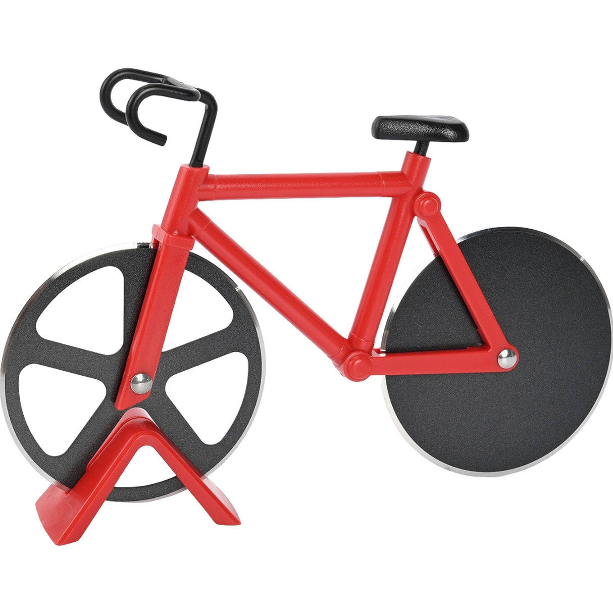 Cutit Pizza Creativ In Forma De Bicicleta, Cu Suport Pentru Cutit, 19 X 12.5 Cm, Otel/Pp, Negru - vivimall.ro
