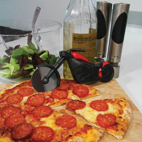 Cutit Pizza Creativ In Forma De Motocicleta, Cu Suport Pentru Cutit, 21.5 X 9.5 Cm, Otel/Pp, Negru - vivimall.ro