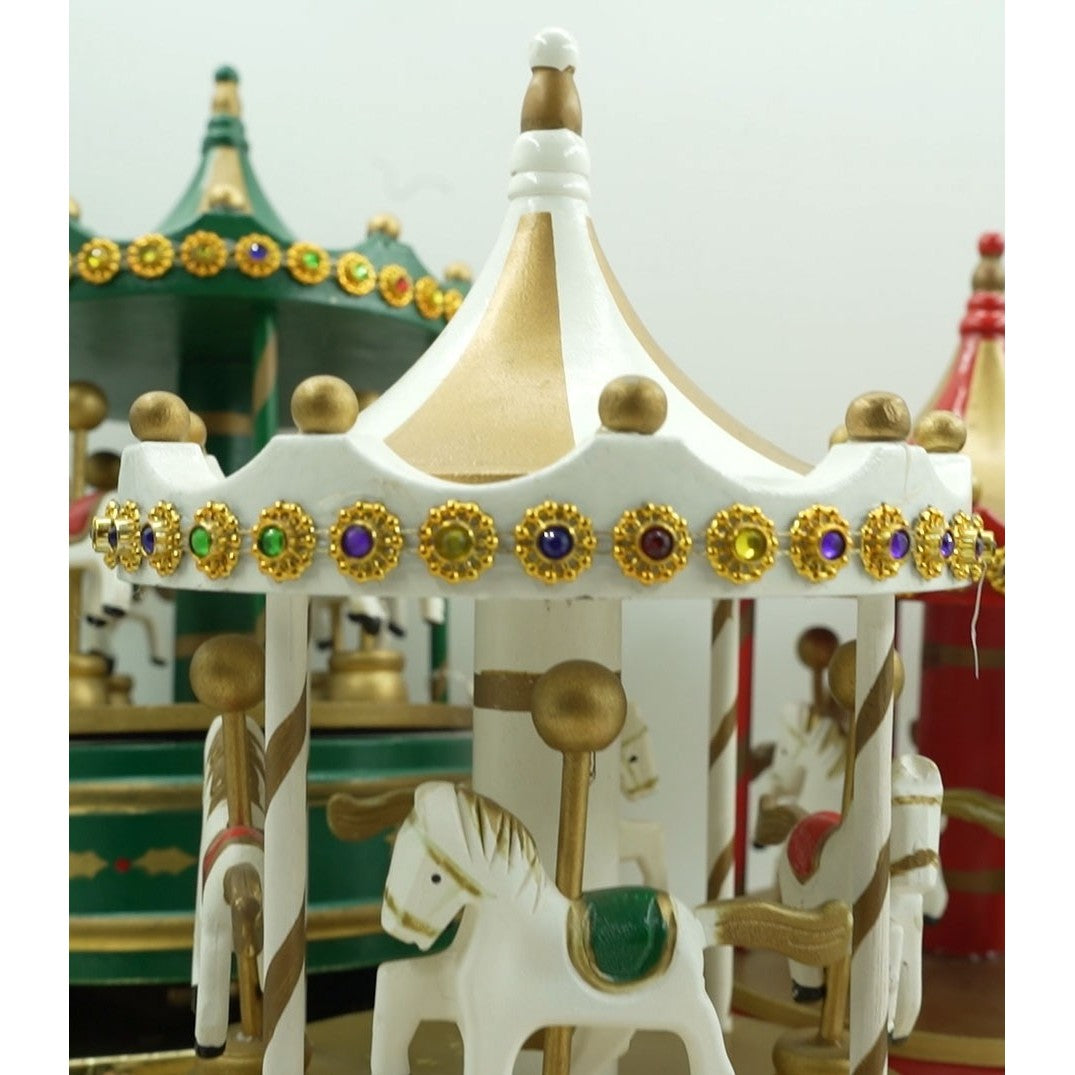 Cutiuta Muzicala Decorata De Craciun, Carusel Rotativ, Din Lemn, Interior