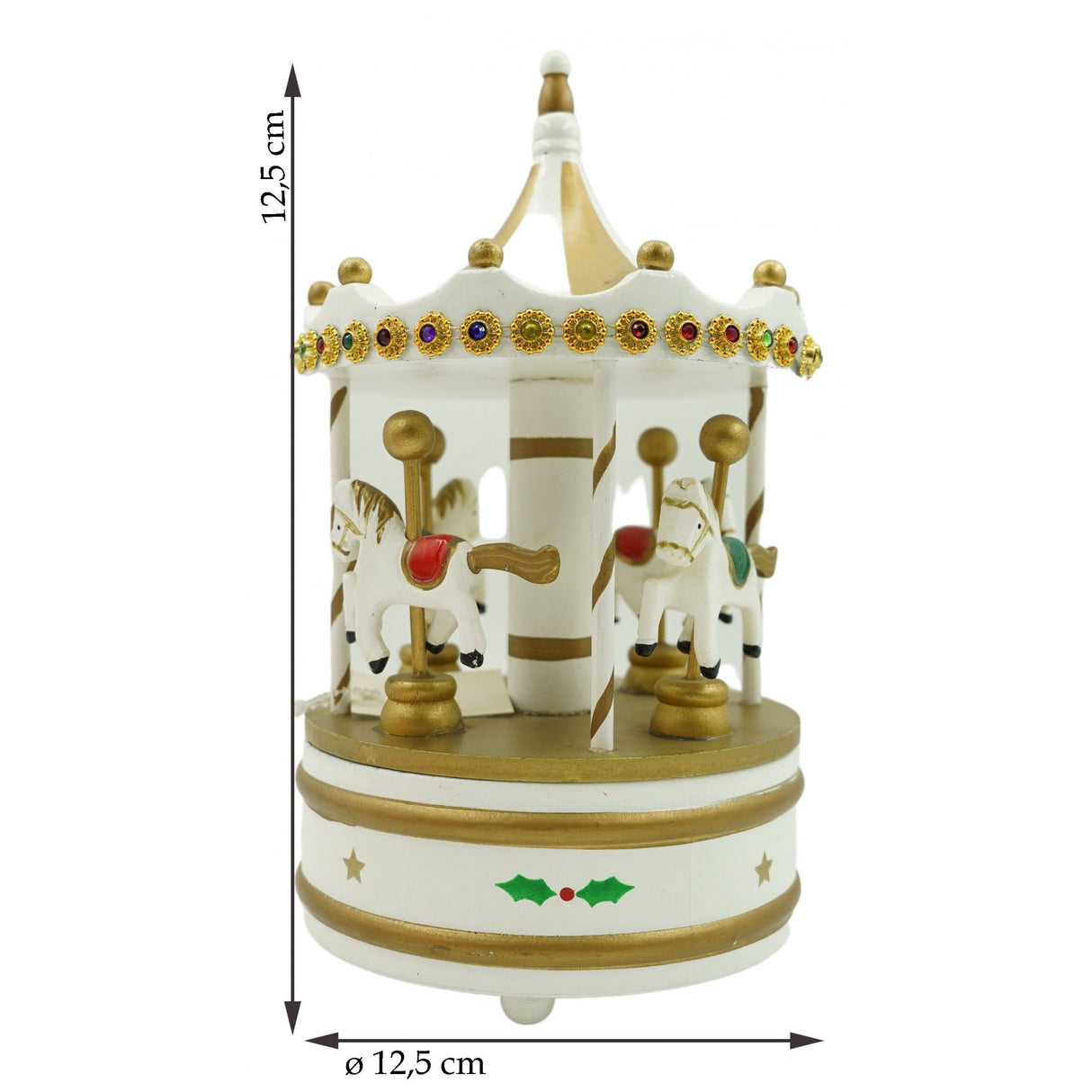 Cutiuta Muzicala Decorata De Craciun, Carusel Rotativ, Din Lemn, Interior