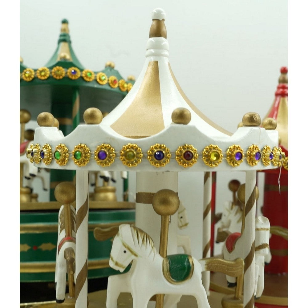 Cutiuta Muzicala Decorata De Craciun, Carusel Rotativ, Din Lemn, Interior