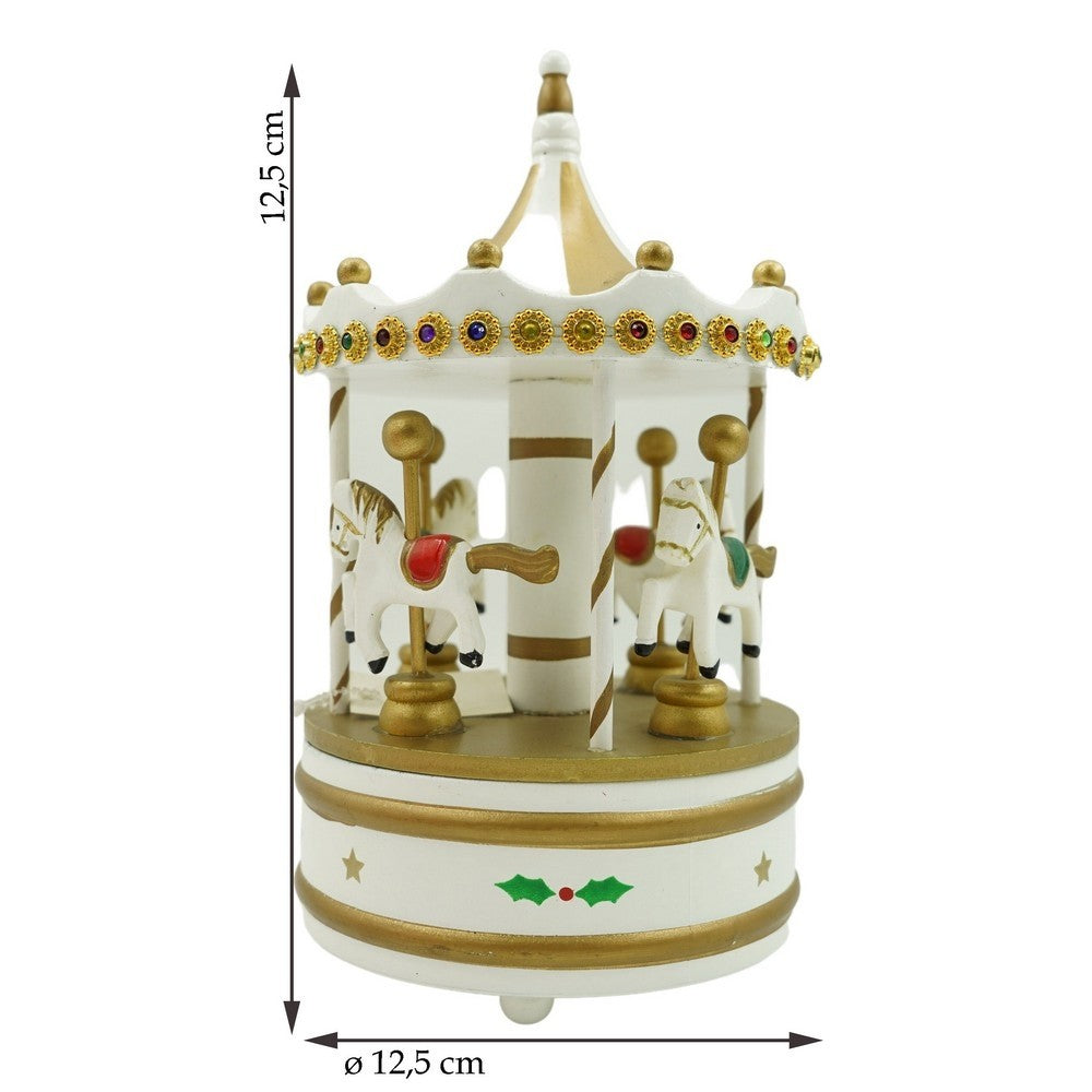 Cutiuta Muzicala Decorata De Craciun, Carusel Rotativ, Din Lemn, Interior