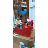 Cutiuta muzicala decorata, Sania lui Mos Craciun, Rosu, din Lemn, 16 cm x 18.5 cm, Interior, Vivimall, Resigilat - vivimall.ro