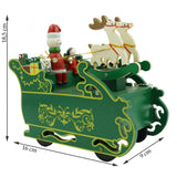 Cutiuta muzicala decorata, Sania lui Mos Craciun, Verde, din Lemn, 16 cm x 18.5 cm, Interior, Flippy