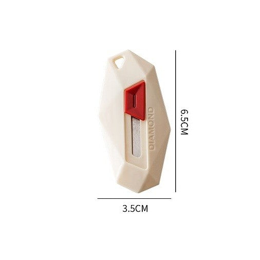 Cutter Pentru Cutii, Vârf Rotunjit Și Zimțat, Tip Breloc, 6,5 x 3,5 cm