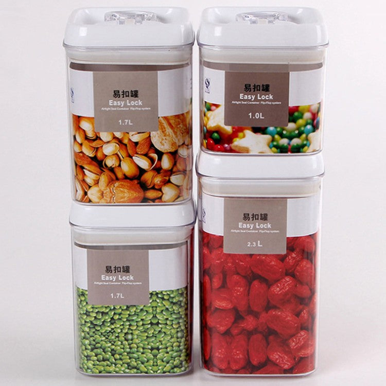 Cuutii de Depozitare Alimente, Vivimall, Set din 4 Cutii pentru Condimente in Bucatarie, Cutii de tip Container, Diferite Dimensiuni, cu Capac Ermetic, din Plastic PP, Transparent - vivimall.ro