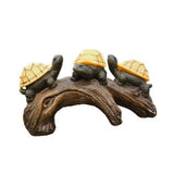 Decoratiune Ornament pentru Gradina, Vivimall, Decoratiune pentru Gradina, Model 3 Broscute Testoase Asezate pe Bustean, Lumini LED Alb Cald, 22 x 12 x 15 cm, Negru - vivimall.ro