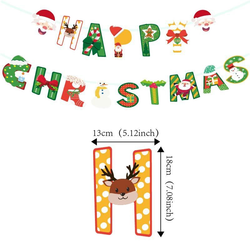 Decoratiune De Craciun, Tip Banner, 16 Piese, Pentru Usa Sau Perete, Sfoara Inclusa - vivimall.ro