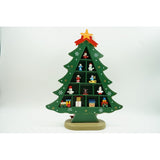 Decoratiune Craciun, Brad, Verde, 5 cavitati cu ornamente, 22 cm x 29 cm, Lemn, Flippy