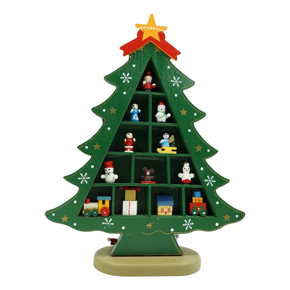 Decoratiune Craciun, Brad, 5 Cavitati Cu Ornamente, Lemn