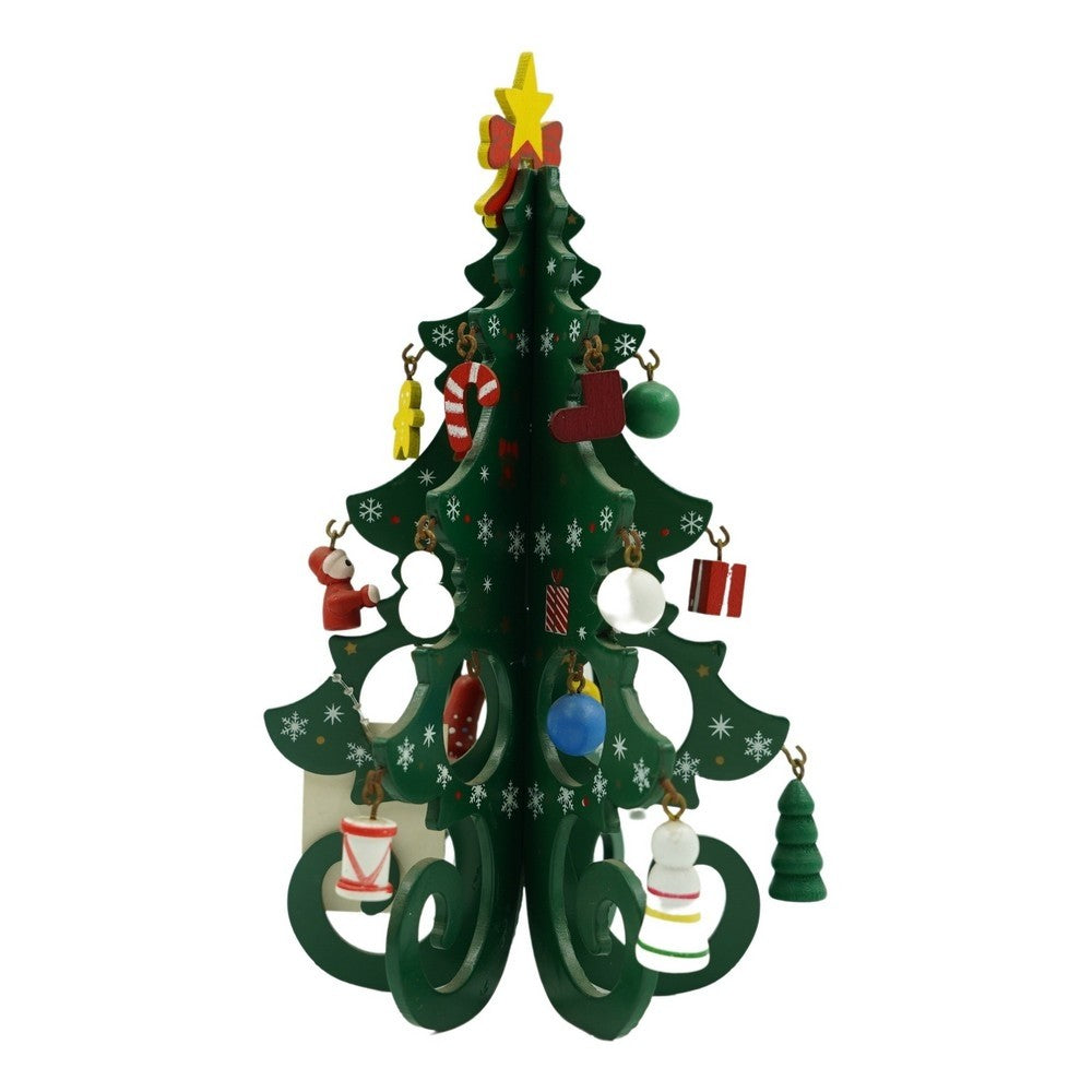 Decoratiune Craciun, Brad, 6 Cavitati Cu Ornamente, Lemn