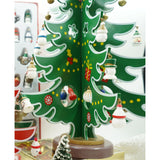 Decoratiune Craciun, Brad, Verde/Alb, 15 cavitati cu ornamente, 25.5 cm x 33 cm, Lemn, Flippy