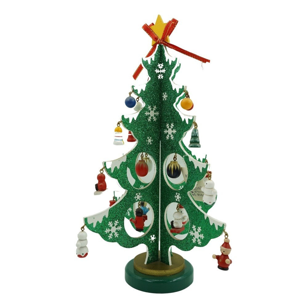 Decoratiune Craciun, Brad, /Alb, 8 Cavitati Cu Ornamente, Lemn