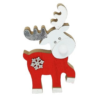 Decoratiune Craciun Cu Lumina, Ren, Lumina -Cald, 16 Cm, Rosu - vivimall.ro
