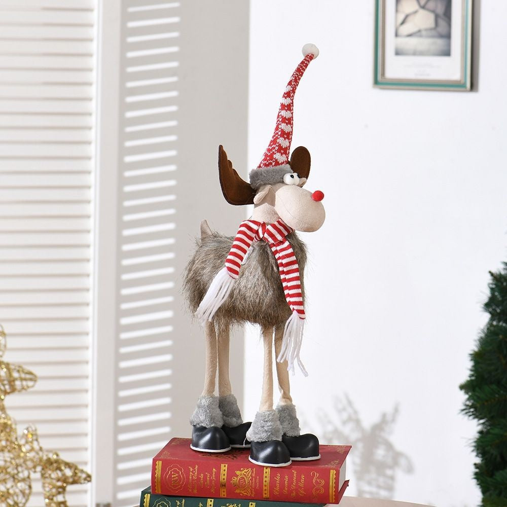 Figurina de Craciun, Flippy, Ren 3D, din Panza si Polistiren, 70 cm Inaltime, Multicolor