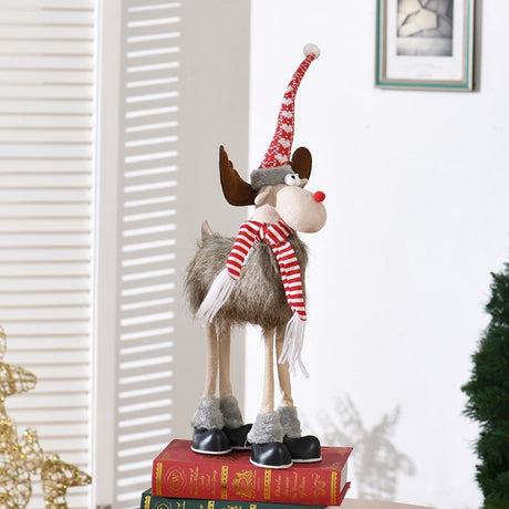 Figurina de Craciun, Flippy, Ren 3D, din Panza si Polistiren, 70 cm Inaltime, Multicolor