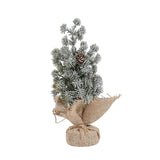 Decoratiune Craciun pentru Masa, Flippy, Ornament de Decor Model Brad de Craciun de Dimensiuni Mici cu Fulgi Albi, pentru Birou si Interior, din Plastic Calitativ 20 cm, Verde Alb - vivimall.ro