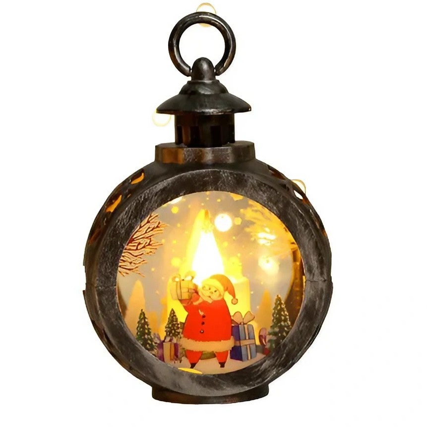 Decoratiune Craciun Tip Felinare Cu Baterii,Lumanare Cu Geam Si Inscriptie Mos Craciun,Lumina Alb Cald,Baterii Incluse,Bronz