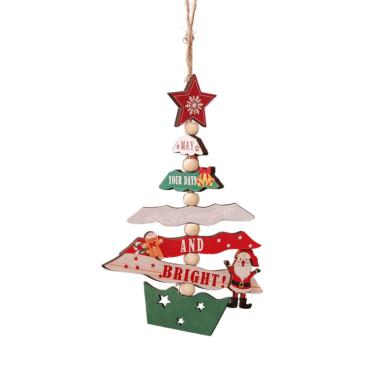 Decoratiune De Craciun Din Lemn, Cu Snur Pentru Agatare In Brad, Scris May Your Days Be Merry And Bright