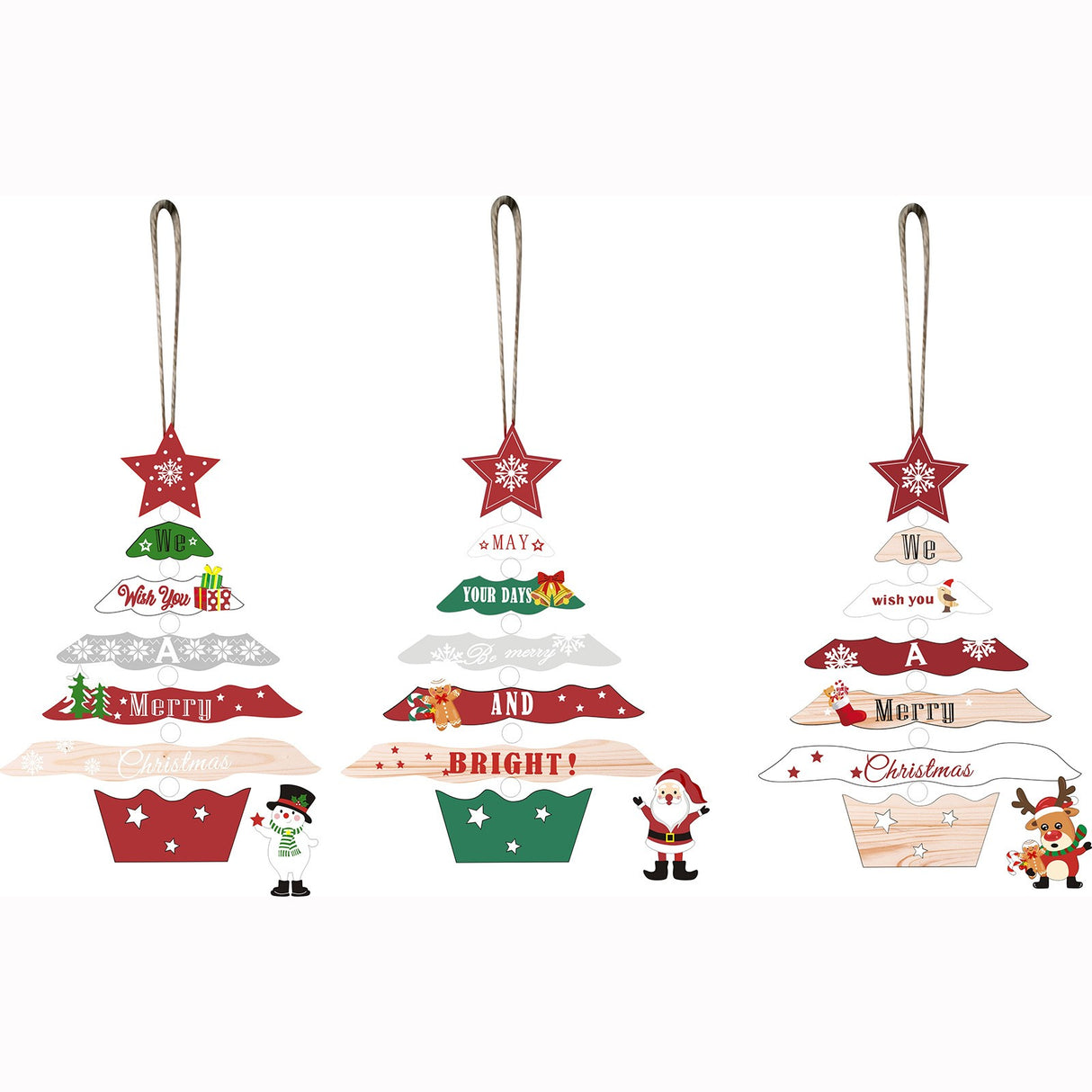 Decoratiune De Craciun Din Lemn, Cu Snur Pentru Agatare In Brad, Scris We Wish You A Merry Christmas - vivimall.ro
