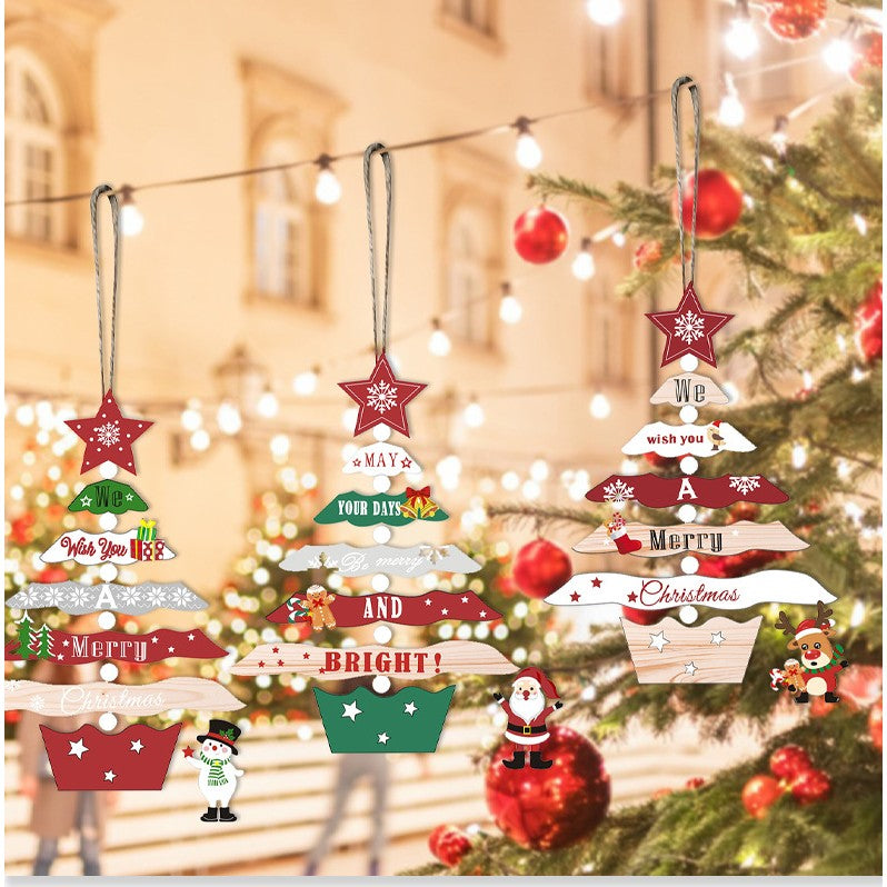 Decoratiune De Craciun Din Lemn, Cu Snur Pentru Agatare In Brad, Scris We Wish You A Merry Christmas - vivimall.ro