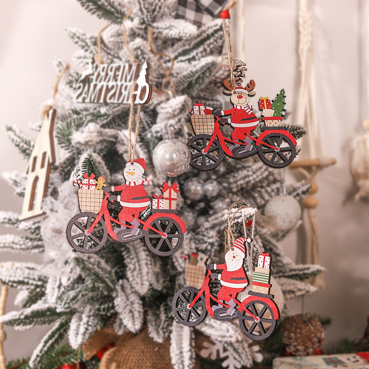 Decoratiune De Craciun Din Lemn, Cu Snur Pentru Agatare In Brad - vivimall.ro