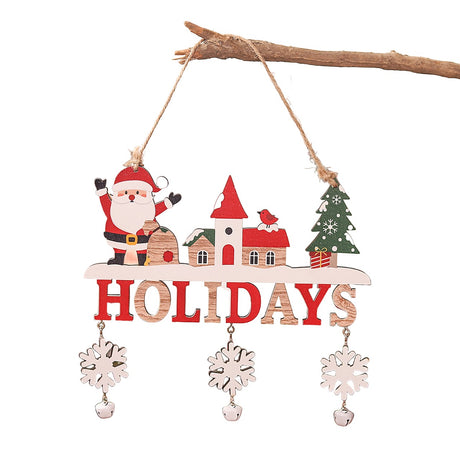 Decoratiune De Craciun Din Lemn, Cu Snur Pentru Agatare In Brad, Scris Let It Snow - vivimall.ro