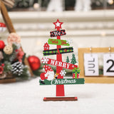 Decoratiune de Craciun din Lemn, Flippy, pentru Masa, Model Bradut, Scris We Wish You A Merry Christmas, 21.5x12.2x4 cm, Multicolor - vivimall.ro