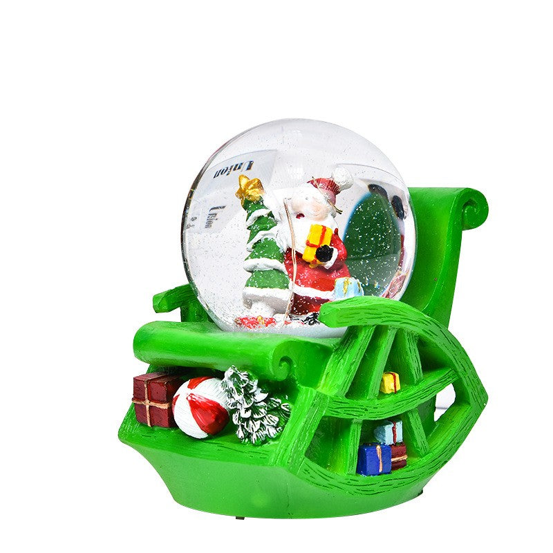 Decoratiune De Craciun Din Sticla, Glob Muzical De Zapada Cu Lumini