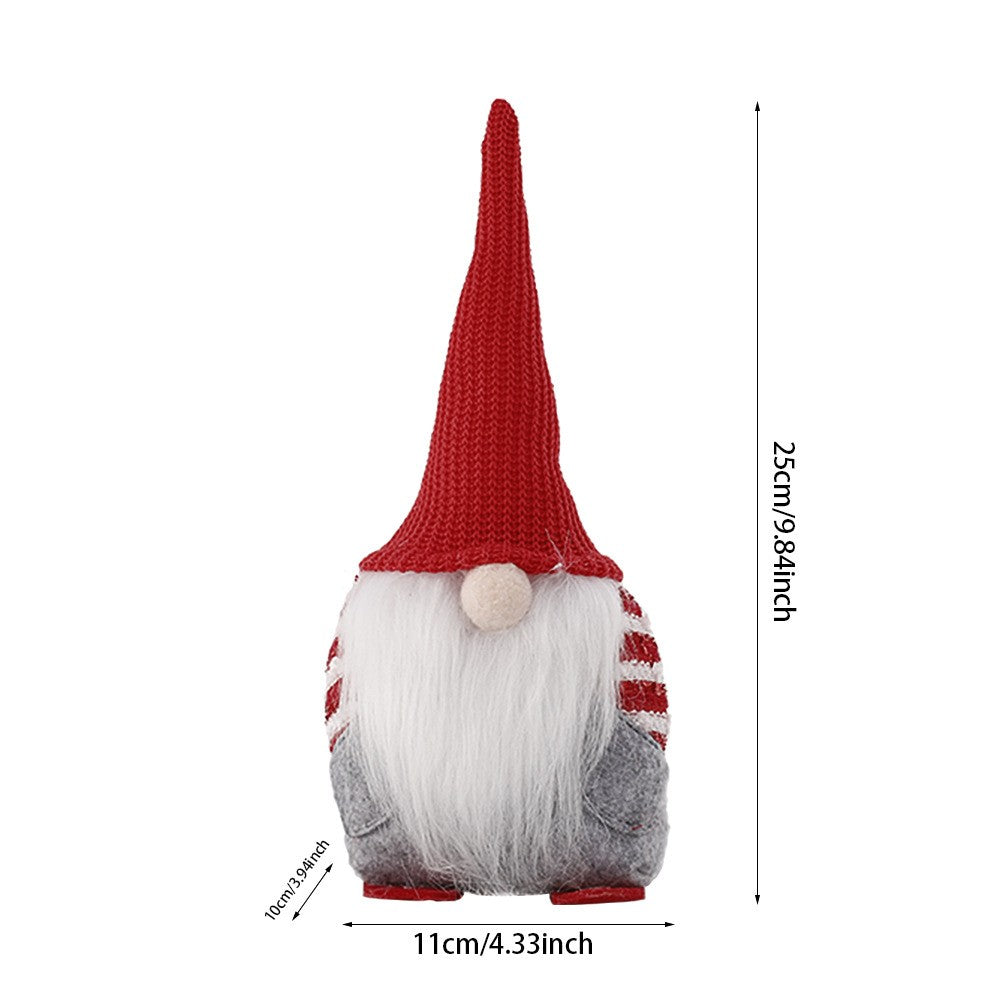 Ornament De Craciun Spiridus, Caciula Rosie Impletita, Material Textil, 25 Cm