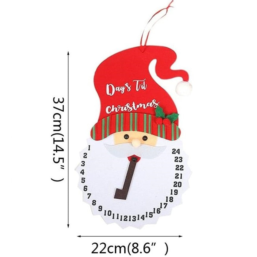 Decoratiune de Craciun Vivimall, Advent calendar, numara zilele pana la Craciun, model Mos Craciun, material poliester, 37 x 22 cm, rosu