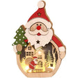 Decoratiune de Craciun, Vivimall, cu Lumini LED, din Lemn, 16 x 10.5 x 3.5 cm, Model Mos Craciun, Multicolor - vivimall.ro