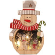 Decoratiune de Craciun, Vivimall, cu Lumini LED, din Lemn, 16 x 10.5 x 3.5 cm, Model Om de Zapada, Multicolor - vivimall.ro