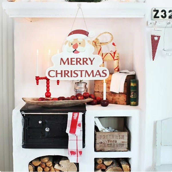 Decoratiune de Craciun, Flippy, de Agatat, pentru Usa, Perete sau Brad, Sfoara Inclusa, 26.2 x 32.5 cm, din Hartie 350g, Model Mos Craciun, Alb/Rosu