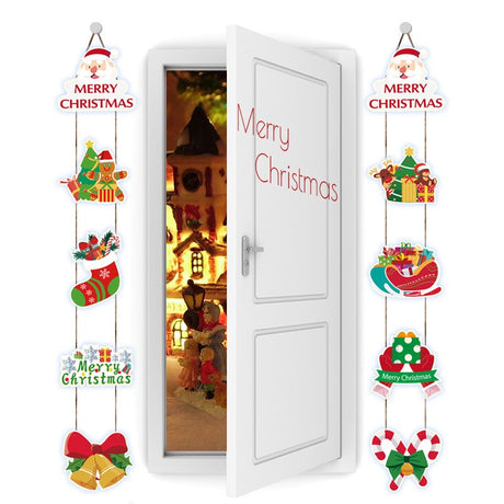 Set 2 Decoratiuni De Craciun, De Agatat, Pentru Usa, Sfoara Inclusa, 21 Cm/28 Cm, Din Hartie 350G - vivimall.ro