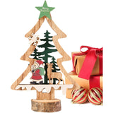 Decoratiune de Craciun, Flippy, din Lemn, 13 x 20 cm, Model Brad cu Stea Verde, Multicolor - vivimall.ro