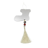 Decoratiune de Craciun, Flippy, pentru Brad, Model Cizma de Mos cu Clopotel, Lucios, Argintiu